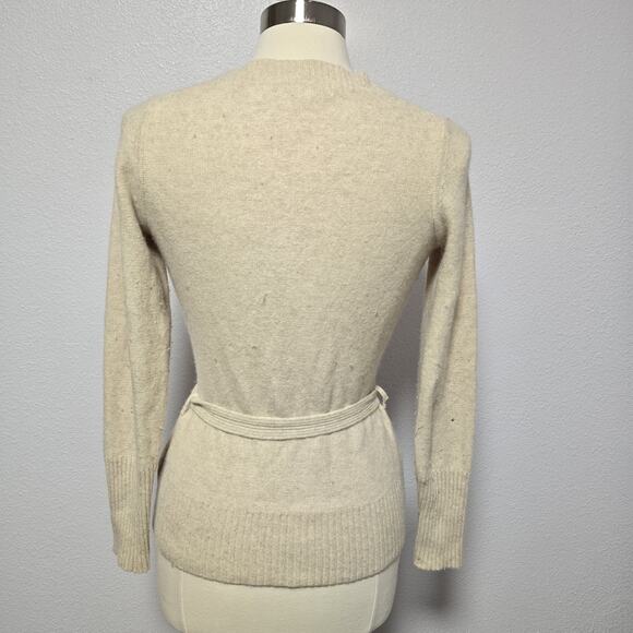 Banana Republic Wool Angora Beige Cardigan Wrap Belt Sweater Medium Rabbit Hair - Picture 4 of 9